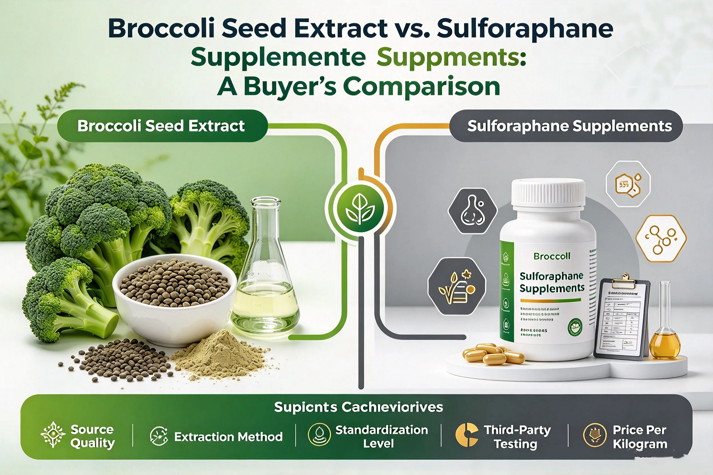 Chiết xuất hạt bông cải xanh so với chất bổ sung Sulforaphane: So sánh của người mua